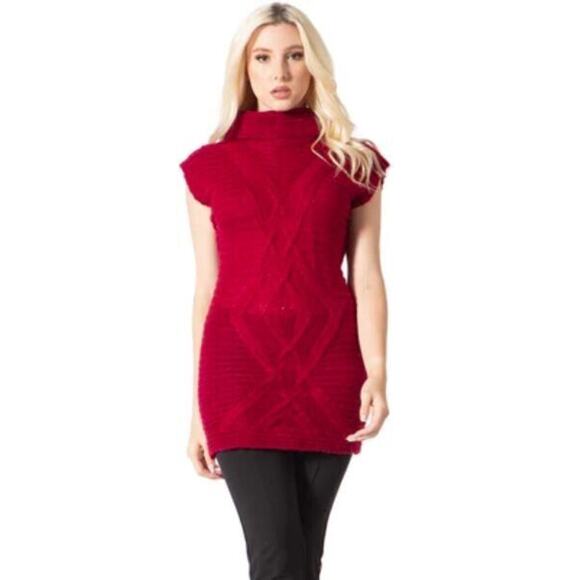 Vertigo Women's Diamond Girl Wool Blend Turtleneck Sweater in Crimson Small $140 - Picture 1 of 4